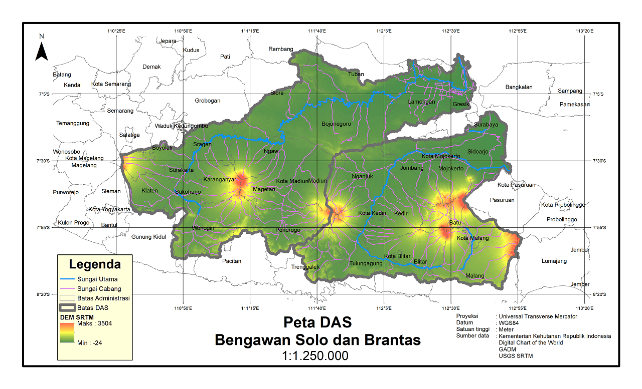 Peta DAS Bengawan Solo dan Brantas